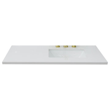 43" White Quartz Countertop and Single Rectangle Right Sink