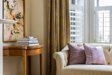 Transitional living room photo in Boston