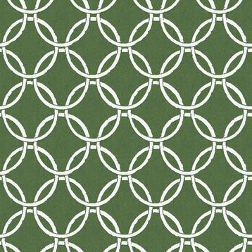 3122-11004 Quelala Ring Ogee Wallpaper in Green White Interlocking Circle Chain