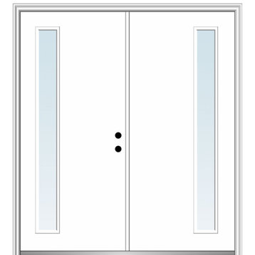 60"x80" 1 Lite Clear Left-Hand Inswing Primed Fiberglass Door, 4-9/16"