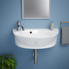 Small Wall Mount Sink White Porcelain with Overflow Left Side Faucet Hole