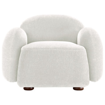 39.4" Wide Marshmallow Upholstery Accent Chair/Swivel Chair, Off-White, Accent