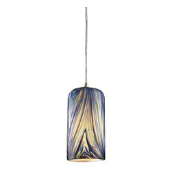 Elk Lighting - Molten Satin Nickel Mini Pendant with Molten Ocean Glass - Pendant Lighting