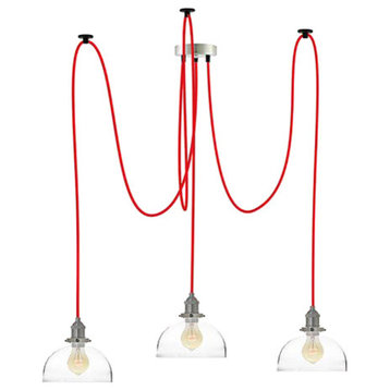 Red And Glass Shade Pendant Light Chandelier