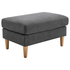 Midcentury Ottoman Beech Wooden Legs With Linen Upholstery Midcentury Footstools And Ottomans By Efurnish