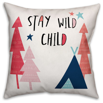 Stay Wild Child Pastel Tones Design 16x16 Spun Poly Pillow