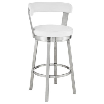 Bryant 30 Bar Height Swivel Bar Stool in Brushed Stainless Steel Finish and...
