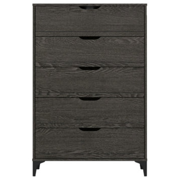 Lilay Chest of Drawer, 46.4" Hx15.6" Wx30.7" D, Dark Gray Oak