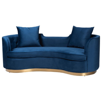 Rosy Glam Navy Blue Velvet Sofa