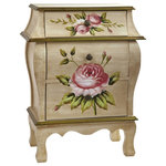Nearly Natural - Antique Night Stand With Floral Art - An ideal accent piece to a bedroom or anywhere else a pretty night stand fits the bill, this night stand has become one of our most requested items. Standing 26.5" high and featuring three drawers, it displays a classic floral pattern with an old-fashioned antique design. Quite frankly, to see it is to fall in love with it. it also makes a thoughtful gift for someone who appreciates beautiful things.