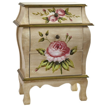 Antique Night Stand With Floral Art