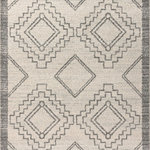 JONATHAN Y - Amir Moroccan Beni Souk Rug, Cream/Gray, 5 X 8 - Moroccan influences abound in the geometric design of this rug. Shades of gray create a lively medallion design against a deep ivory background. Add graphic impact to a modern room, or make this rug part of your Boho-chic story.