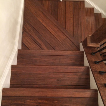 Antique Java Fossilized® bamboo flooring on stairs