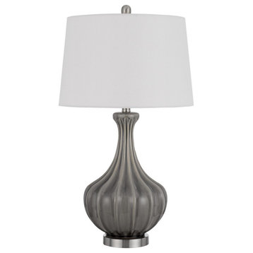 Benzara BM282159 29" Accent Table Lamp Set of 2 Elegant Tapered Glass Base, Gray
