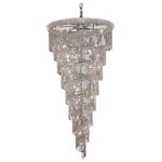 Elegant Lighting - Spiral 26-Light Chandelier, Chrome With Clear Royal Cut Crystal - Mesmerizing crystals cascade in a waterfall of glamorous light in the Spiral collection. The magnificent chrome or Gold frame is adorned by shimmering elegant-cut royal-cut Swarovski Spectra or Swarovski Elements crystal strands. Bring glistening light to your foyer living room dining room or bedroom with a Spiral hanging fixture.&nbsp