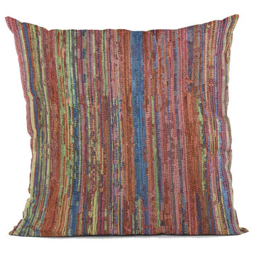 Plutus Multi-Color Red Sea Stripe Luxury Throw Pillow, 16"x16"