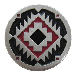 Inviting Home Inc. - Southwest Treasure Knobs, Pewter With Red-Black - Cabinet And Drawer Knobs