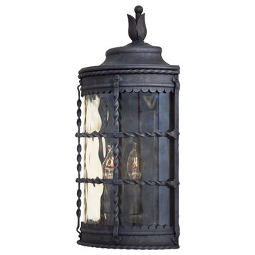 2 Light Pocket Lantern in Spanish Iron with Champagne glass