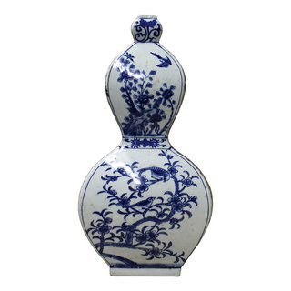 Chinese Blue White Porcelain Gourd Shape Flower Graphic Vase ws186S Chinese Blue White Porcelain Gourd Shape Flower Graphic Vase ws186S