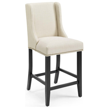 Baron Upholstered Fabric Counter Stool, Beige