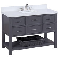 New Hampshire 48" Bath Vanity, Base: Charcoal Gray, Top: Quartz