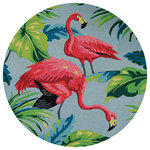 Couristan Inc - Couristan Covington Flamingos Indoor/Outdoor Area Rug, 7'10" Round - Designed with today's busy households in mind, the Covington Collection showcases versatile floor fashions with impressive performance features that add to their everyday appeal. Because they are made of the finest 100% fiber-enhanced Courtron polypropylene, Covington area rugs are water resistant and can be used in a multitude of spaces, including covered outdoor patios, porches, mudrooms, kitchens, entryways and much, much more. Treated to prevent the growth of mold and mildew, these multi-purpose area rugs are exceptionally easy to clean and are even considered pet-friendly. An ideal decor choice for families with young children, or those who frequently entertain, they will retain their rich splendor and stand the test of time despite wear and tear of heavy foot traffic, humidity conditions and various other elements. Featuring a unique hand-hooked construction, these beautifully detailed area rugs also have the distinctive aesthetic of an artisan-crafted product. A broad range of motifs, from nature-inspired florals to contemporary geometric shapes, provide the ultimate decorating flexibility.
