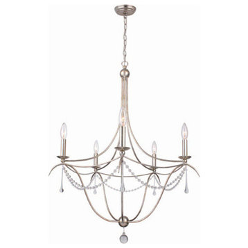 Metro 5 Light Crystal Beads Silver Chandelier