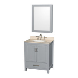 30 inch Transitional Grey Finish Bathroom Vanity Set - Bathroom Vanities And Sink Consoles