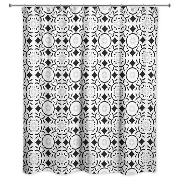 Tile Shower Curtain, Black and White