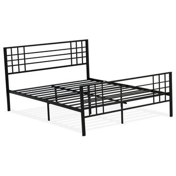 Tyler Bed Frame With 9 Metal Legs High-Class Bed, Powder Coating Black Color