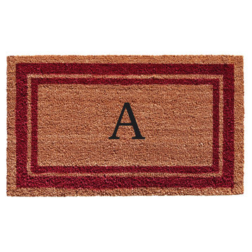 Burgundy Border 18"x30" Monogram Doormat, Letter A