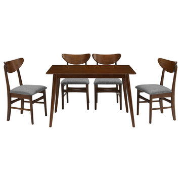 Landon 5-Piece Dining Set, Mahogany Table, 4 Wood Chairs