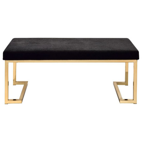 Acme Boice Bench 40" Black Fabric and Champagne