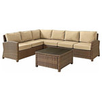 Crosley - Bradenton 5-Piece Outdoor Wicker Seating Set With Cushions, Sand - Create the ultimate in outdoor entertaining with Crosley's Bradenton Collection. This elegantly designed all-weather wicker sectional is the perfect addition to your environment. Bradenton provides the utmost in flexibility with its modular design that allows you to easily add sections as needed to fit any space. The finely crafted deep seating collection features intricately woven wicker over durable steel frames, and UV/Fade resistant cushions providing comfort, style and durability.