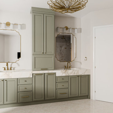 Elegant Sage & Gold Primary Bathroom