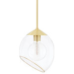 Mitzi by Hudson Valley Lighting - Claudia 1-Light Pendant, Aged Brass, Clear Glass With Gold Trim - Features: