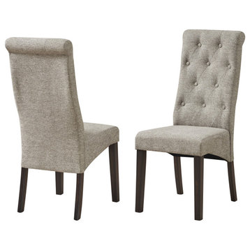 Huxley Upholstered Dining Side Chairs, Light Gray and Black Wood, Set of 2