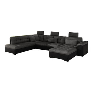 INDIRA Sectional Sleeper Sofa Black/Grey - Transitional - Sleeper Sofas ...