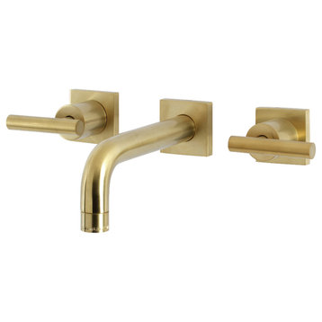Kingston Brass KS6127CML Two-Handle Wall Mount Bathroom Faucet, Brushed Brass