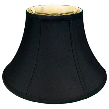 Royal Designs Shallow Bell Basic Lamp Shade, Black/Gold, 9x18x12