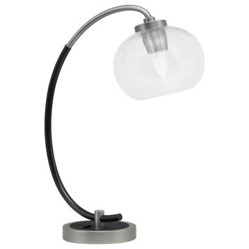 1-Light Desk Lamp, Graphite/Matte Black Finish, 7" Clear Bubble Glass