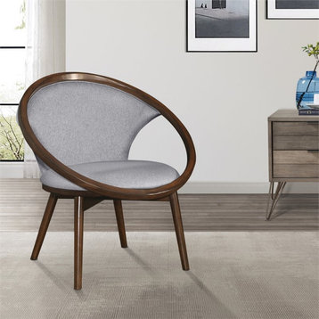 Lexicon Lowery Fabric Upholstered Accent Chair in Gray and Walnut