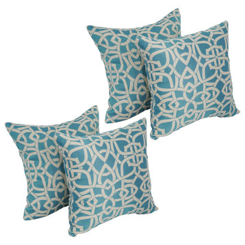 17" Square Premium Polyester Outdoor Throw Pillows, Set of 4, Dolan Tuquoise