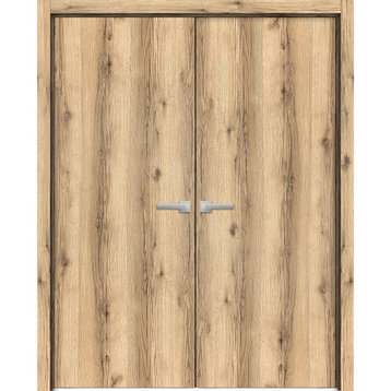 Solid French Double Doors 72 x 80 | Planum 0010 Oak
