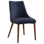 OSP Home Furnishings - Palmer Mid-Century Modern Fabric Dining Accent Chair, Navy Fabric, Set of 2 - The perfect blending of form and function, our modern dining chair pairs perfectly with a beautiful minimalistic aesthetic, as well as a casual contemporary decor. Situate around a dining table, making an inviting statement for guests, or set the scene for the perfect home office, giving your desk style and appeal with its low-profile silhouette fitting with any desk. Our contoured back and slim padded seat will offer hours of comfort and loads of style. The Palmer accent chair will move into position as extra living room seating as well as the perfect finishing touch to any guest room. Simple screw-in legs for easy assembly.