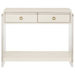 Universal Furniture - Universal Furniture Getaway Coastal Living Belize Nightstand - Showcasing classic coastal style with a modern twist, the Belize Nightstand brings a lightness to spaces with two drawers, open-air storage, gold ring pulls, and as-sleek-as-can-be acrylic ends complemented by a white finish