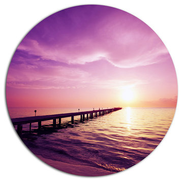 Boardwalk In Purple Seashore, Seashore Round Wall Art, 23"