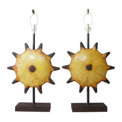 Pair of Industrial Metal Sculptures as Table Lamps - Products