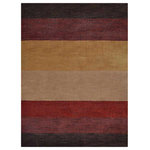 Get My Rugs LLC - Hand Knotted Loom Wool Area Rug Contemporary Brown Red - Sprinkle the vibes of positivity on your home flooring with this hand woven Wool rug, which looks adorable in brown red. The Modern Contemporary pattern of this rug not just looks elegant but also makes it compatible with the home décor of any type.