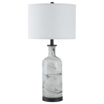 Sarris Table Lamp, White and Grey